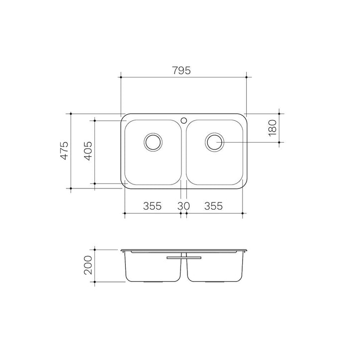 Clark Polar Double Bowl Overmount 1TH
