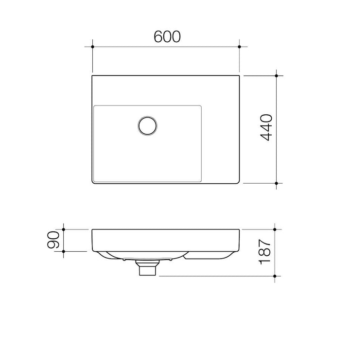 Caroma Urbane II Right Hand Shelf Wall Basin (No Tap Hole)