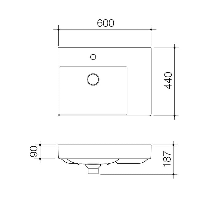 Caroma Urbane II Right Hand Shelf Wall Basin (1 Tap Hole)