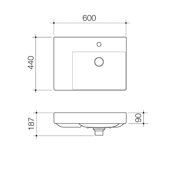 Caroma Urbane II Left Hand Shelf Wall Basin (1 Tap Hole)
