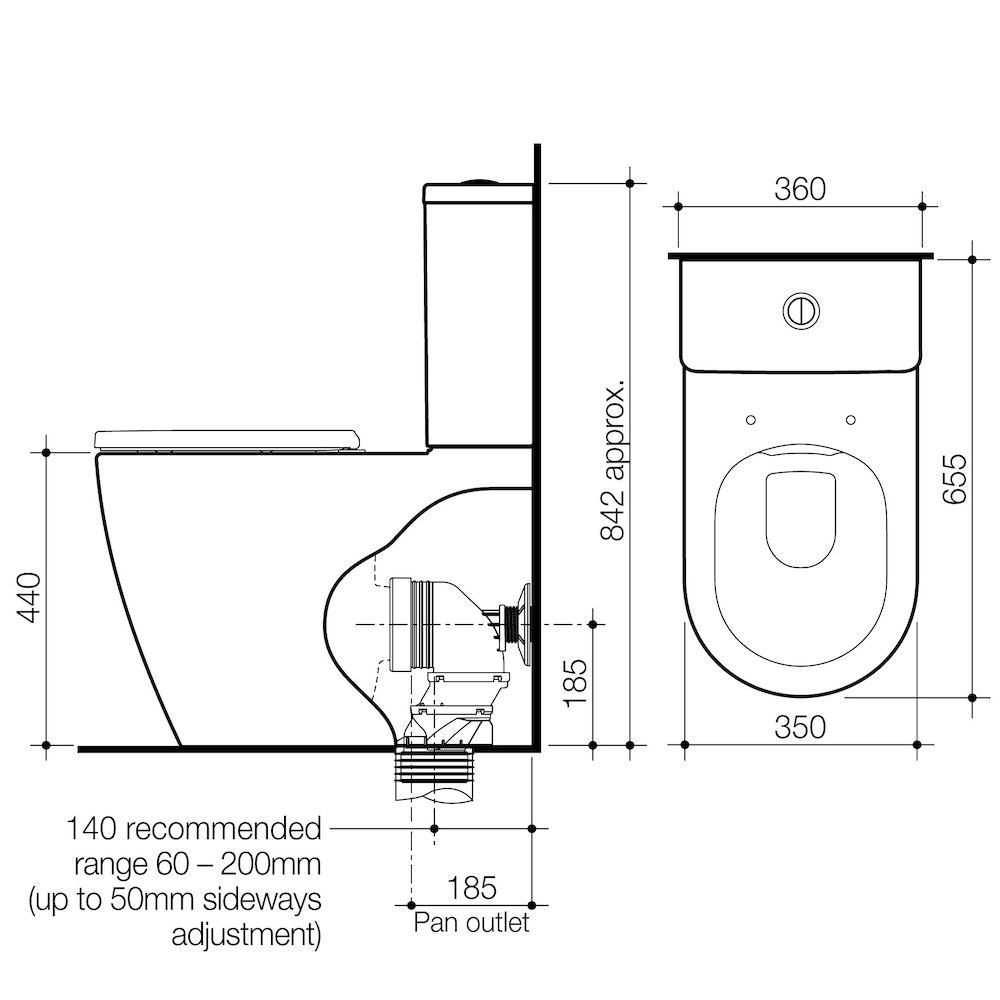 Caroma Urbane II CleanFlush® Wall Faced Close Coupled Toilet Suite (Back Entry) with GermGard®