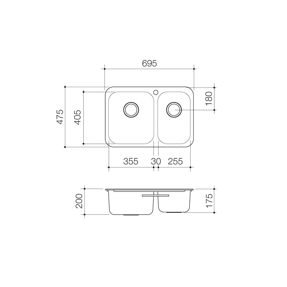 Clark Polar 1.5 Left Hand Bowl Overmount (1 Tap Hole)