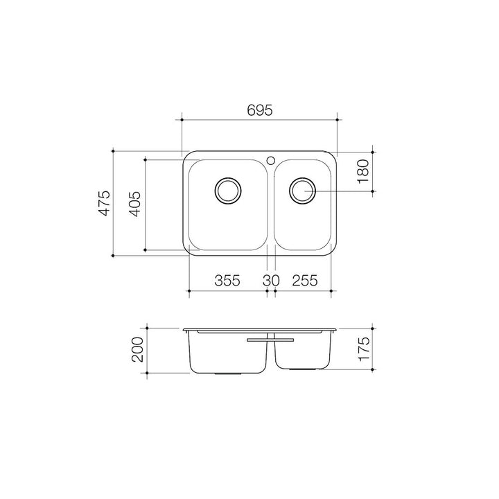 Clark Polar 1.5 Left Hand Bowl Overmount (1 Tap Hole)