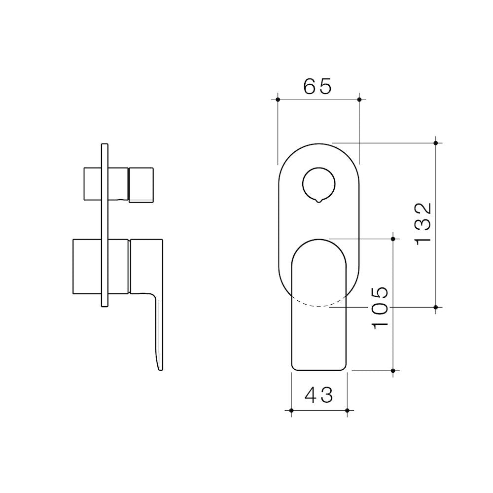 Caroma Urbane II Bath / Shower Mixer With Diverter Trim Kit - Round Cover Plate - Gunmetal