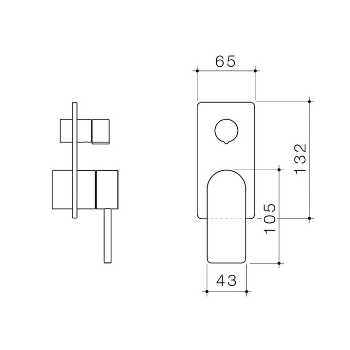 Caroma Urbane II Bath / Shower Mixer With Diverter Trim Kit - Rectangular Cover Plate - Brushed Nickel