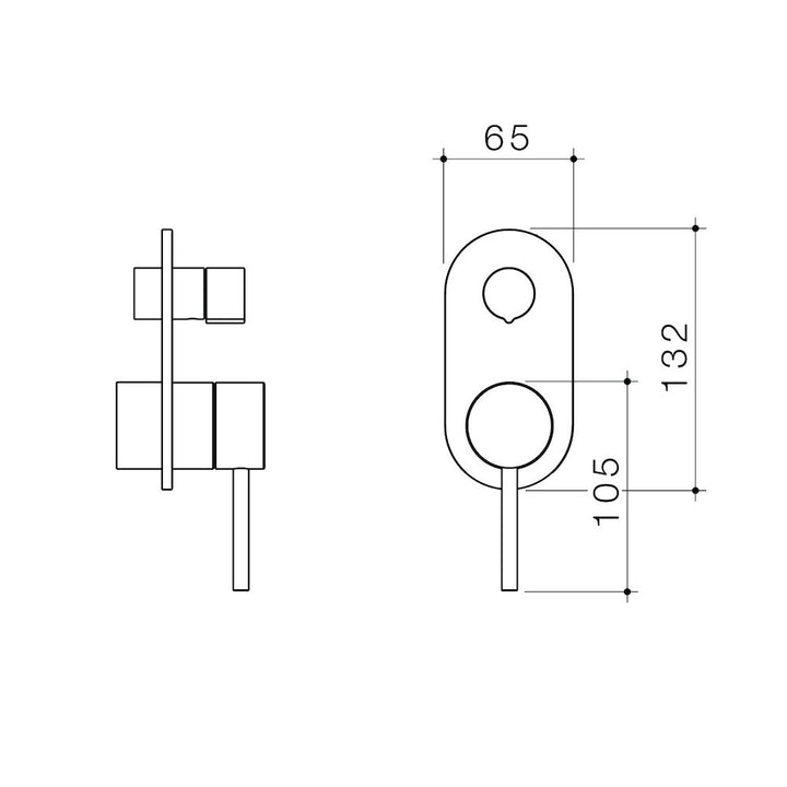 Caroma Liano II Bath / Shower Mixer With Diverter Trim Kit - Rounded Cover Plate - Brushed Nickel