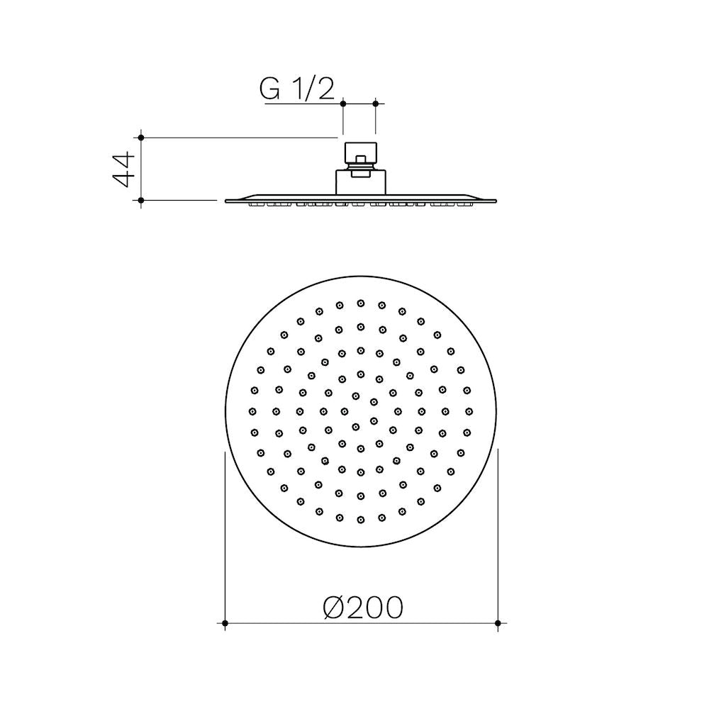 Caroma Urbane II 200mm Round Rain Shower (4 Star) - Gunmetal