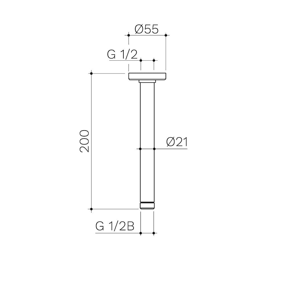 Caroma Urbane II 200mm Ceiling Shower Arm - Brushed Brass