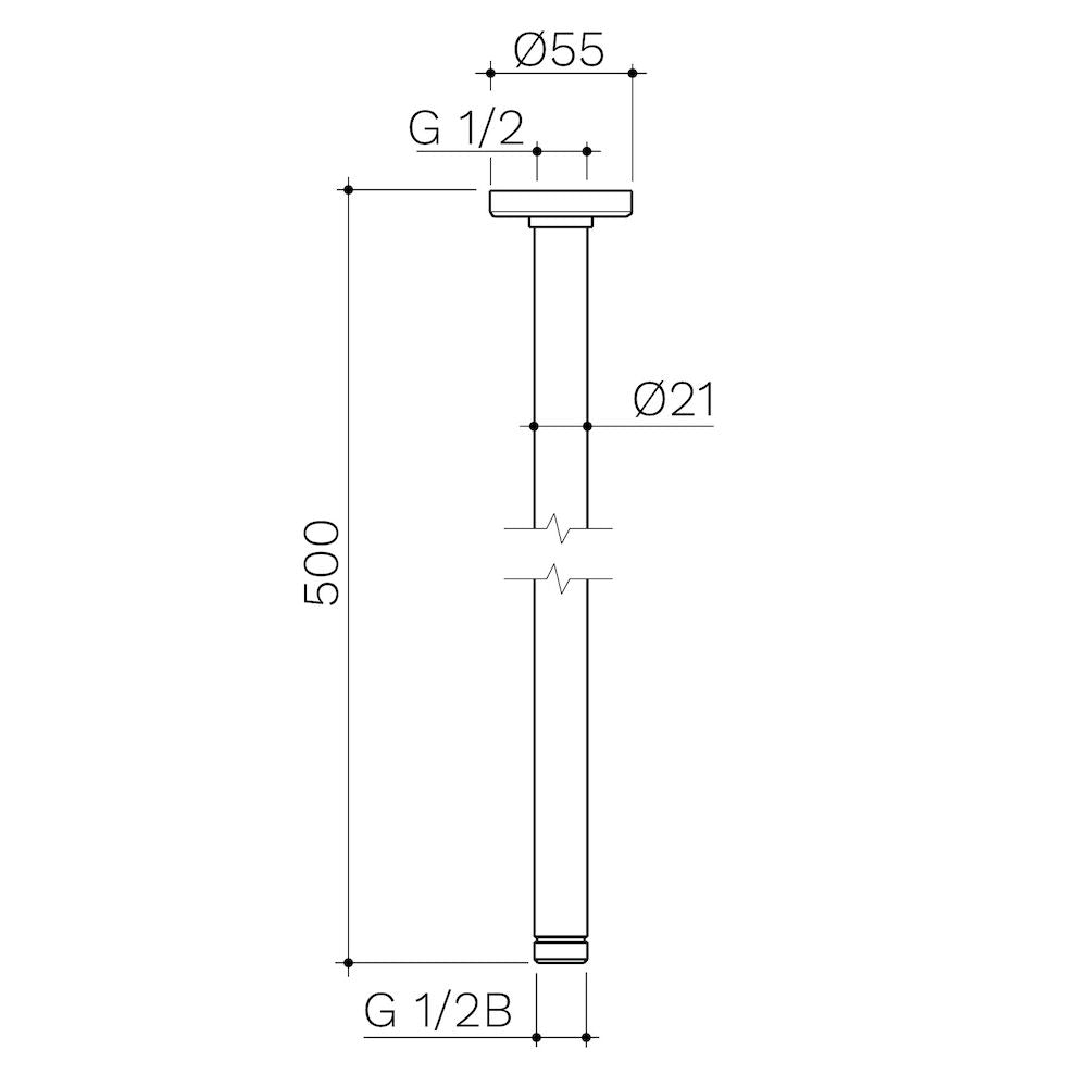 Caroma Urbane II 500mm Ceiling Shower Arm - Brushed Nickel