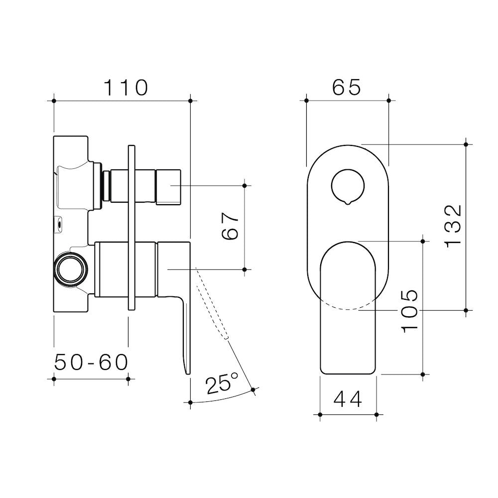 Caroma Urbane II Bath / Shower Mixer With Diverter - Round Cover Plate - Brushed Nickel