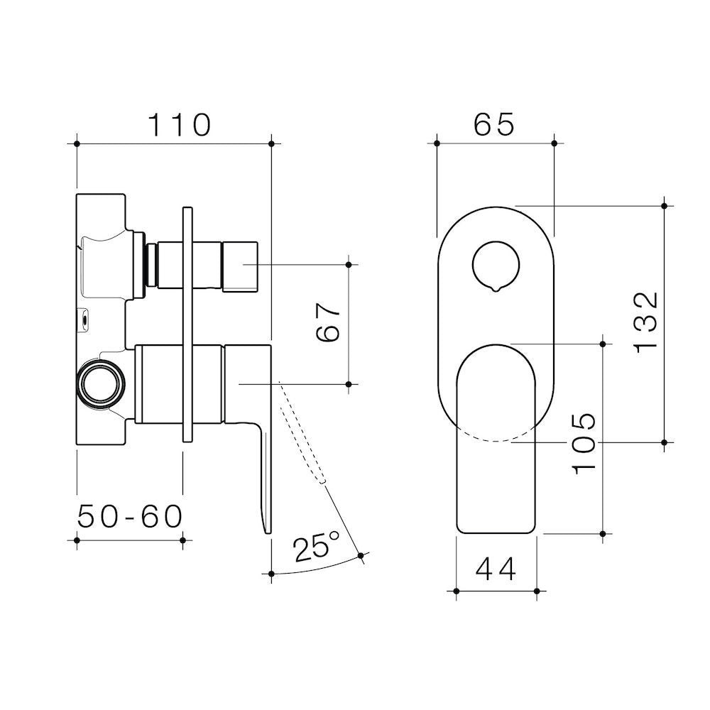 Caroma Urbane II Bath / Shower Mixer With Diverter - Round Cover Plate - Matte Black