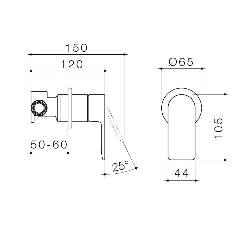Caroma Urbane II Bath / Shower Mixer - Round Cover Plate - Brushed Brass