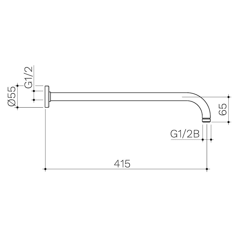 Caroma Urbane II 415mm Right Angled Shower Arm - Gunmetal