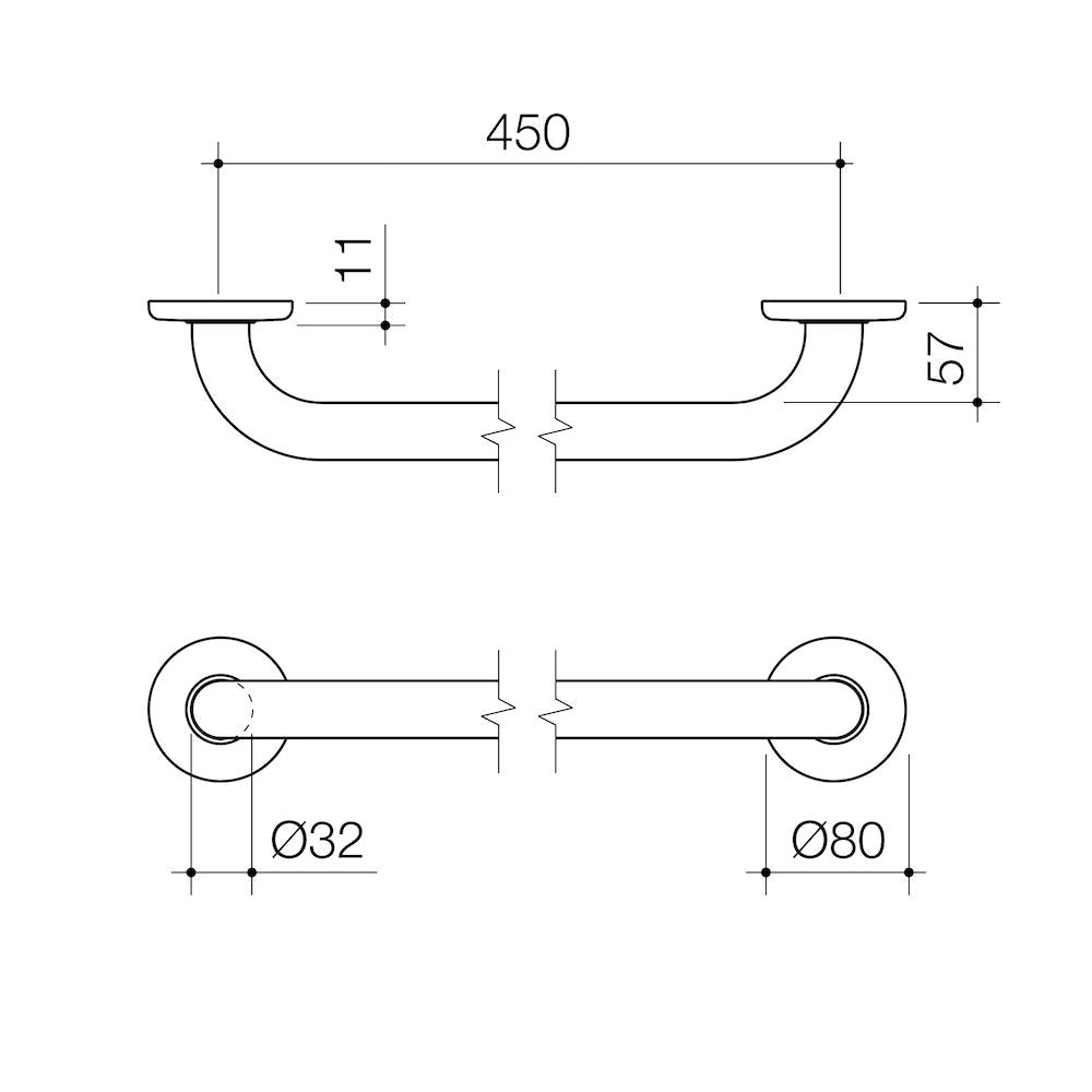 Caroma Care Support Grab Rail - 450mm Straight - Stainless Steel