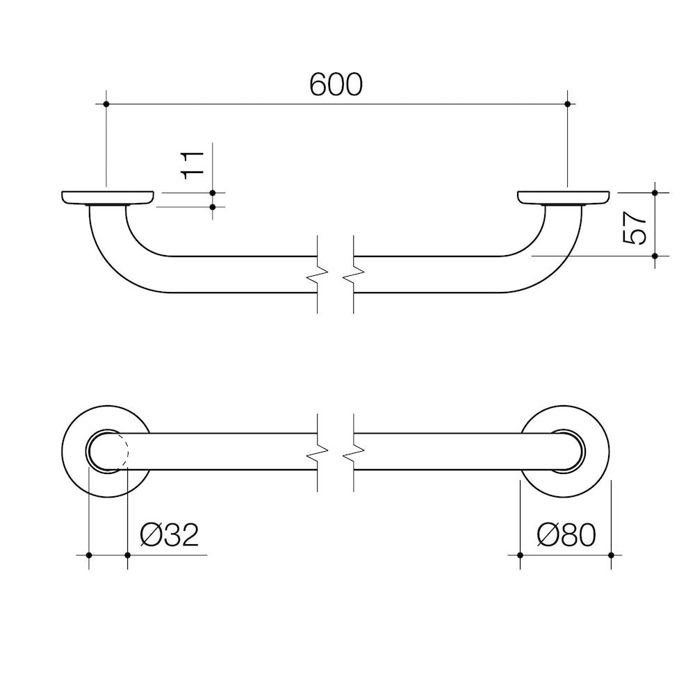 Caroma Care Support Grab Rail - 600mm Straight - Stainless Steel