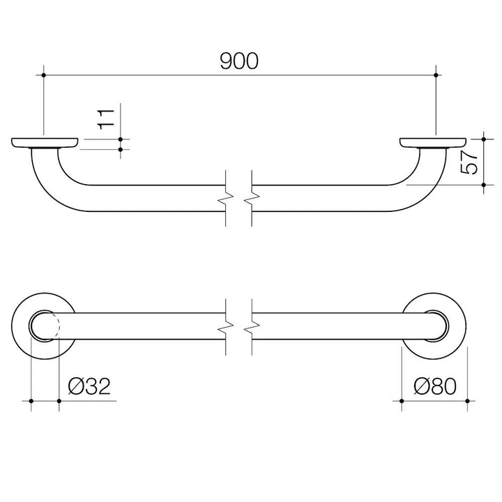 Caroma Care Support Grab Rail - 900mm Straight - Stainless Steel