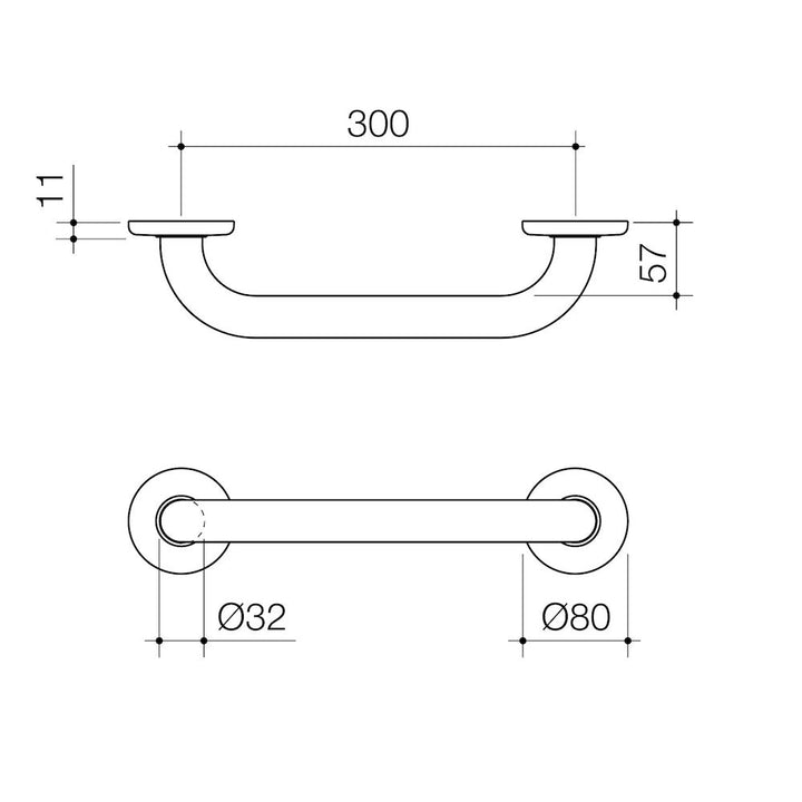 Caroma Care Support Grab Rail - 300mm Straight - Stainless Steel