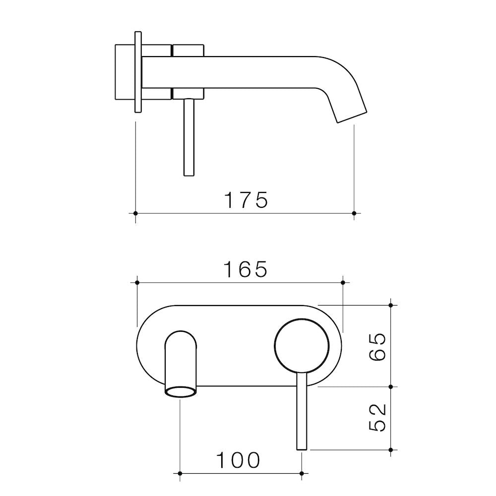 Caroma Liano II 175mm Wall Basin / Bath Trim Kit - Rounded Cover Plate - Brushed Brass