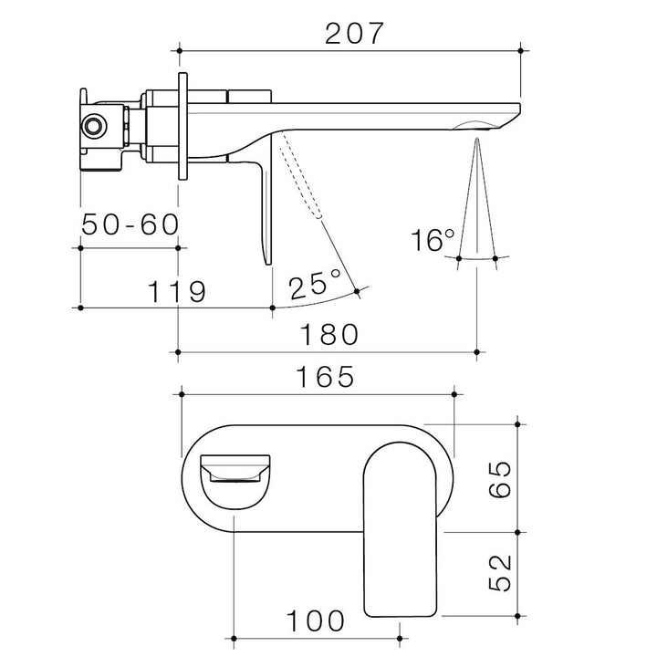 Caroma Urbane II 180mm Wall Basin / Bath Mixer - Round Cover Plate - Gunmetal
