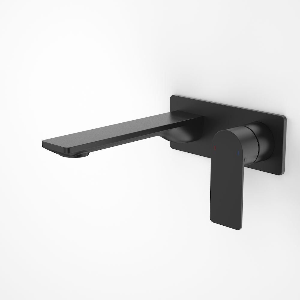 Caroma Urbane II 180mm Wall Basin / Bath Mixer - Rectangular Cover Plate - Matte Black