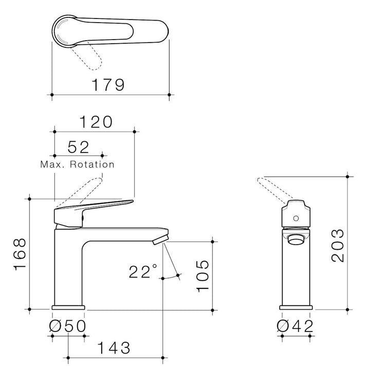 Caroma Opal Basin Mixer H/C – Brushed Nickel