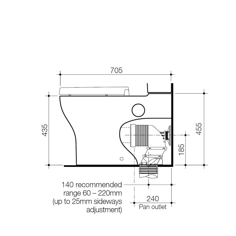 Caroma Opal Cleanflush Easy Height Wall Faced Couple Pan with Armrest Holes