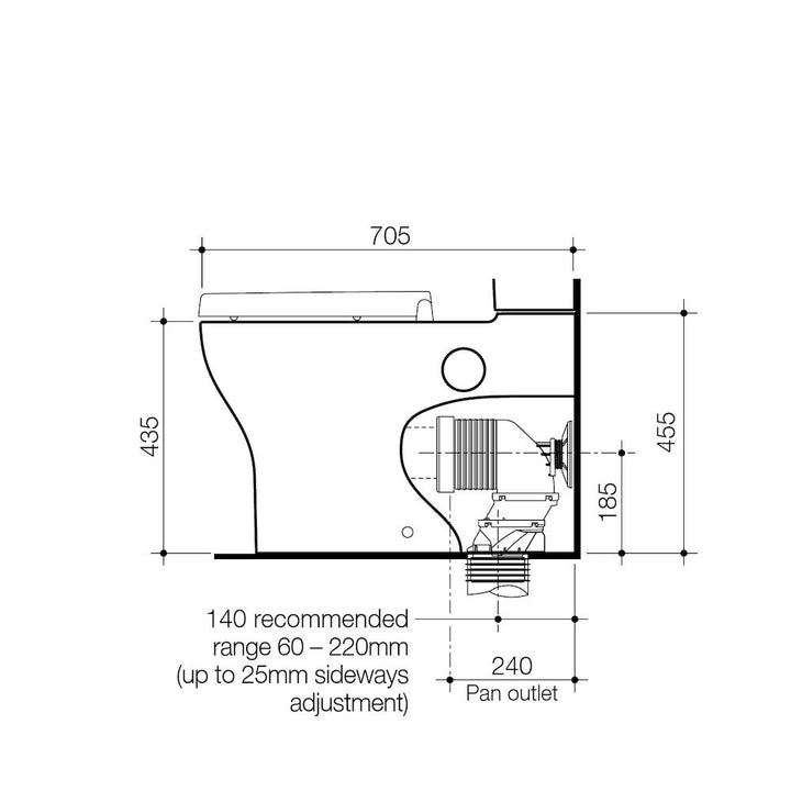 Caroma Opal Cleanflush Easy Height Wall Faced Couple Pan with Armrest Holes