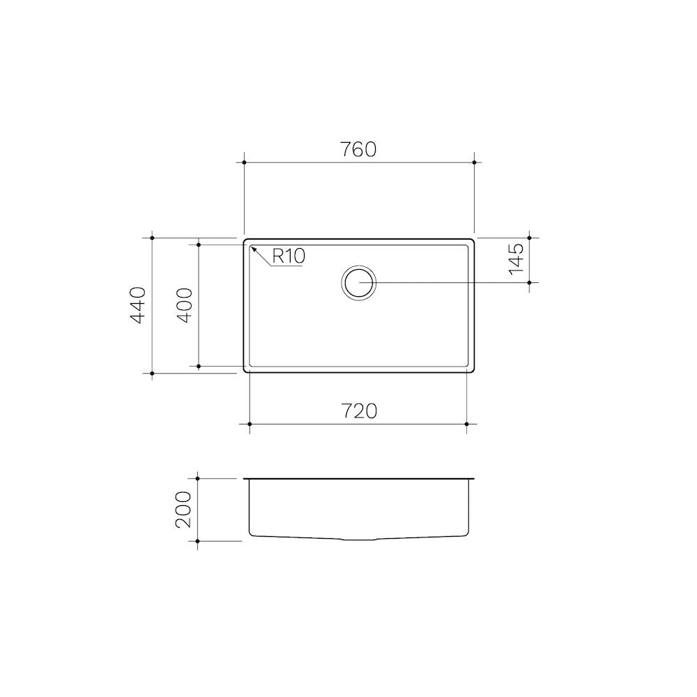 Clark Prism Large Single Bowl Overmount/Undermount