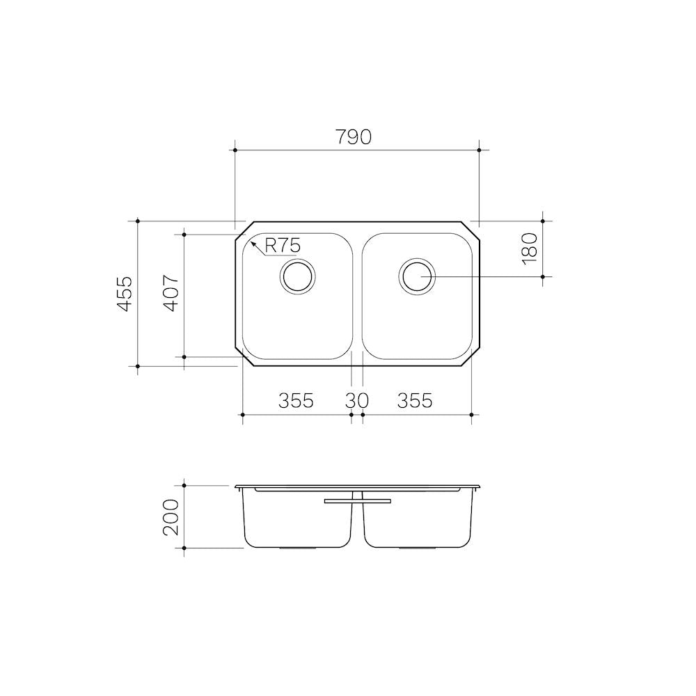 Clark Polar Double Bowl Undermount