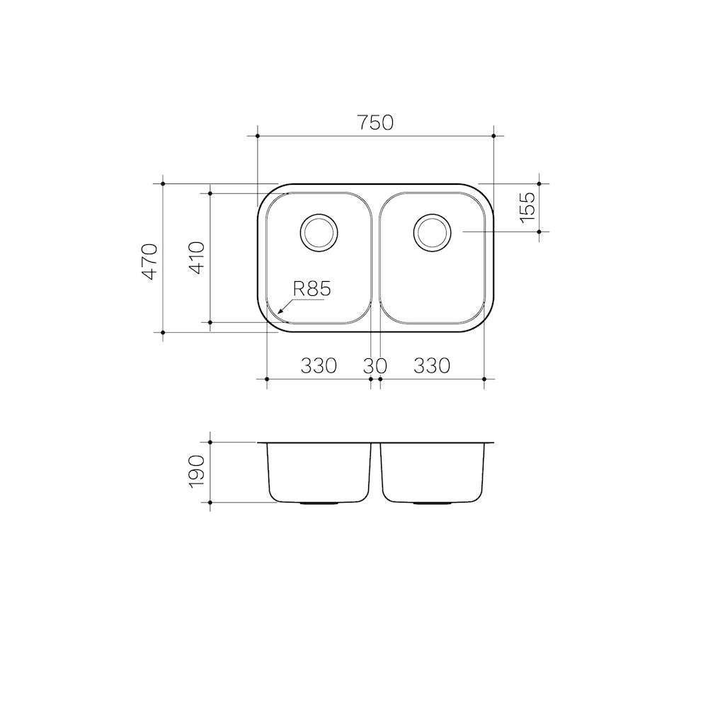 Clark Monaco Double Bowl Undermount