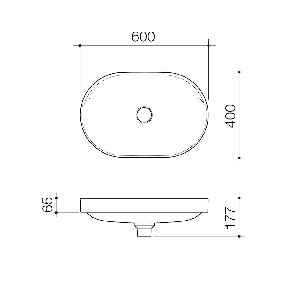 Caroma Liano II 600mm Pill Inset Basin with Tap Landing (0 Tap Hole) – Matte Green (Special Order)