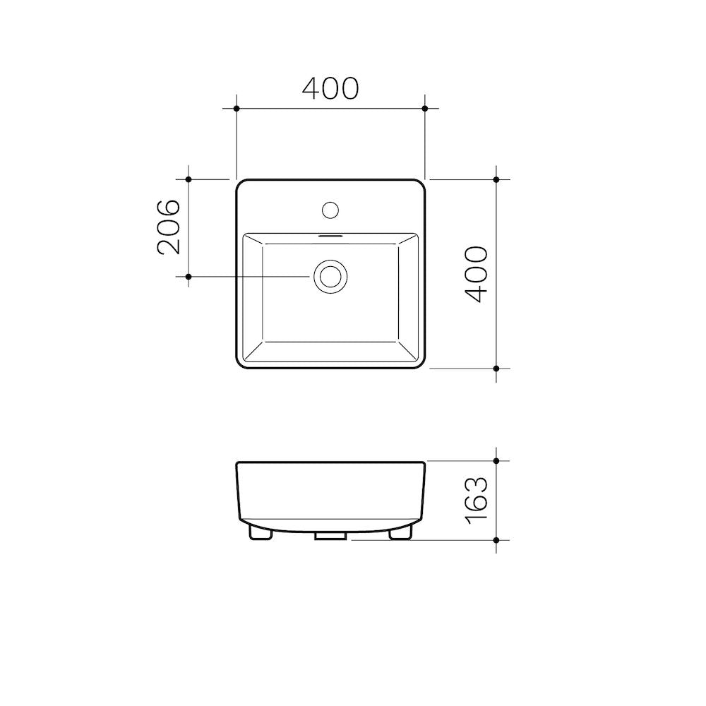 Clark Square Semi Recessed Basin 400mm (1 Tap Hole)