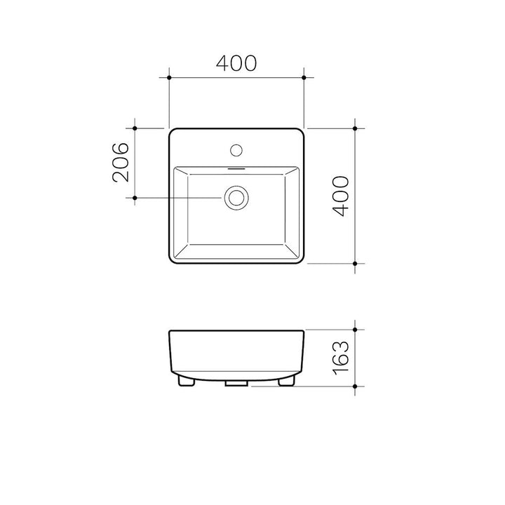 Clark Square Semi Recessed Basin 400mm (1 Tap Hole)
