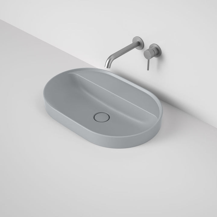 Caroma Liano II 600mm Pill Inset Basin with Tap Landing (0 Tap Hole) – Matte Grey (Special Order)