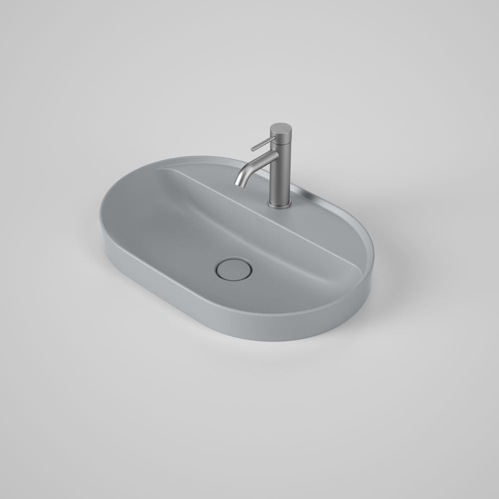 Caroma Liano II 600mm Pill Inset Basin with Tap Landing (1 Tap Hole) – Matte Grey (Special Order)
