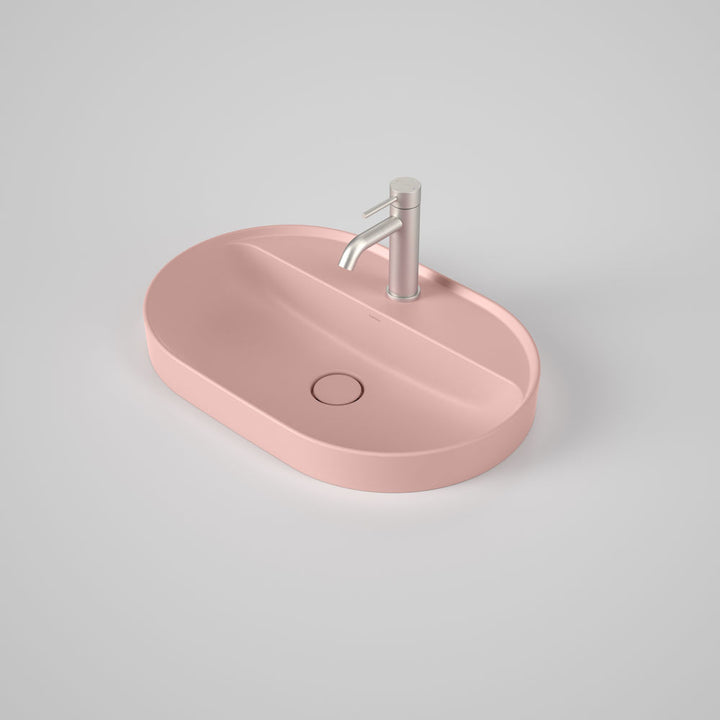 Caroma Liano II 600mm Pill Inset Basin with Tap Landing (1 Tap Hole) – Matte Pink (Special Order)