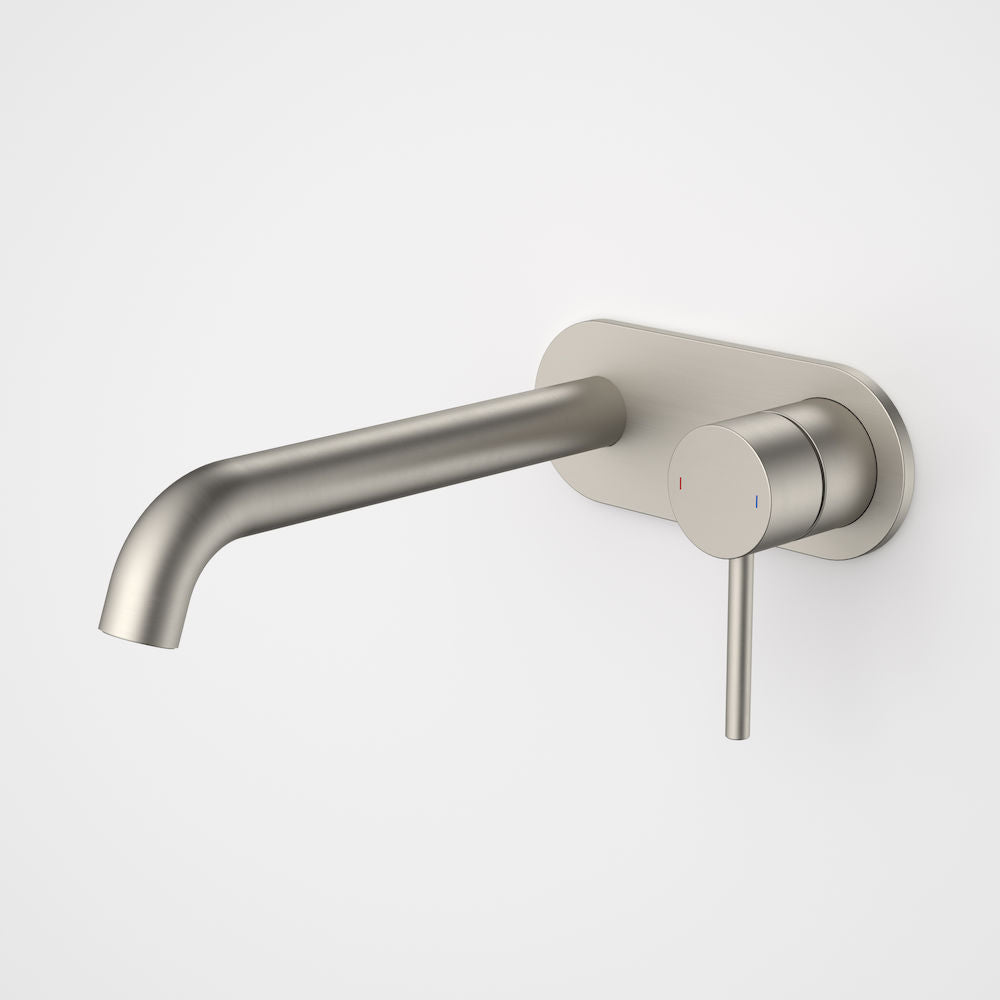 Caroma Liano II 210mm Wall Basin / Bath Mixer Rounded Cover Plate Brushed Nickel Sales Kit Lead Free