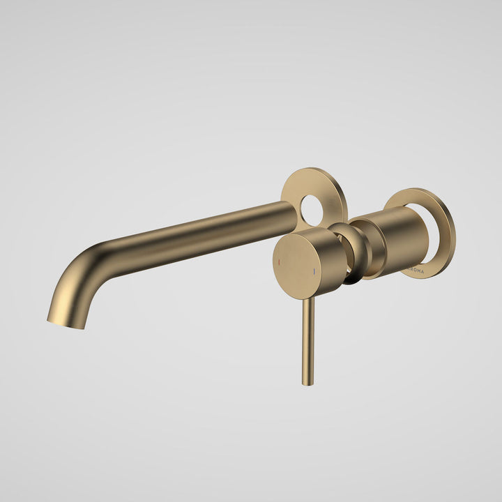 Caroma Liano II 210mm Wall Basin / Bath Trim Kit 2 x Round Cover Plates Brushed Brass