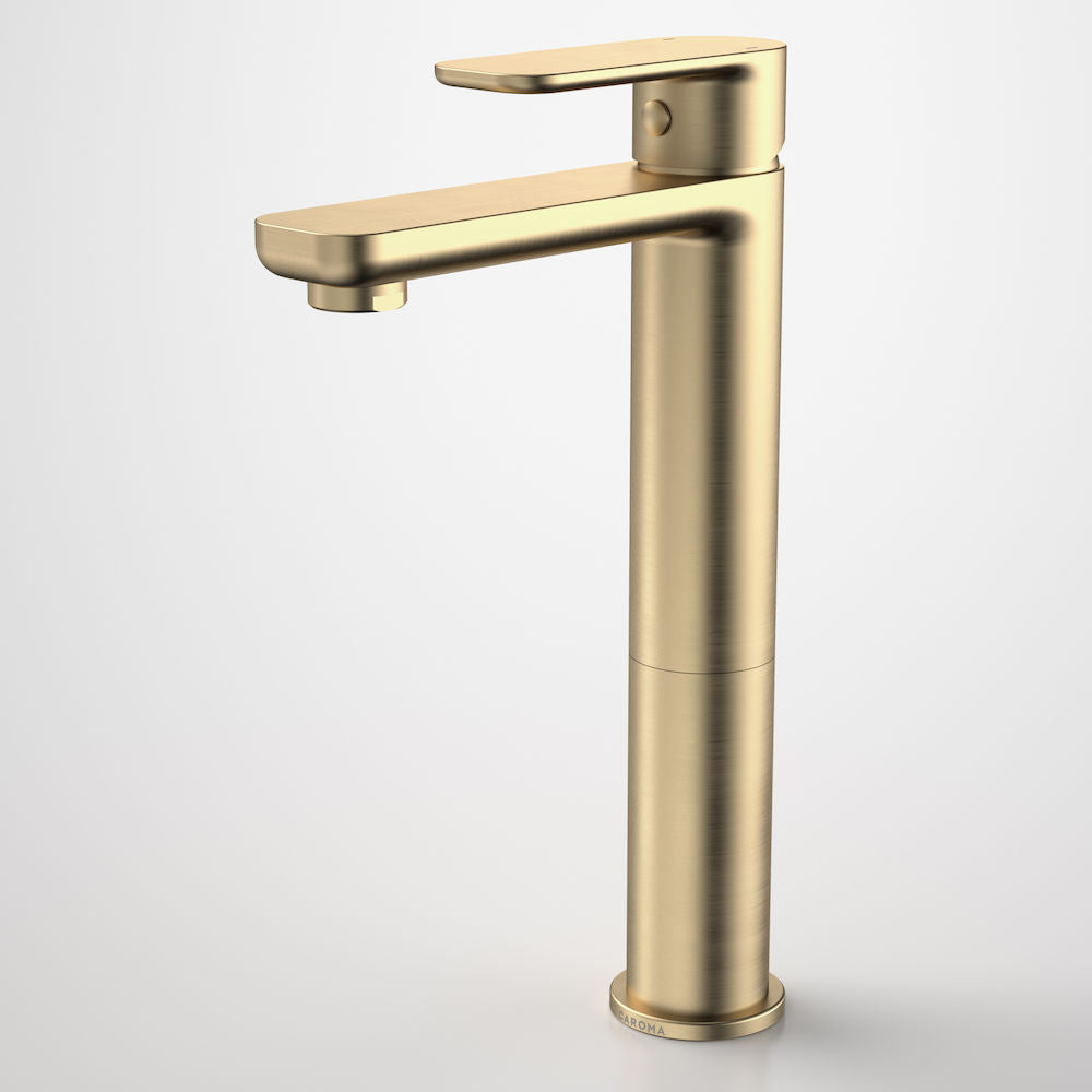Caroma Luna Tower Basin Mixer Brushed Brass Lead Free