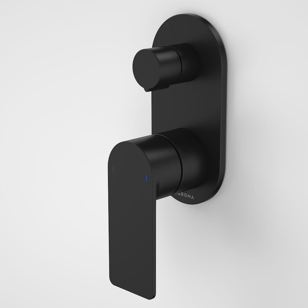 Caroma Urbane II Bath / Shower Mixer With Diverter - Round Cover Plate - Matte Black