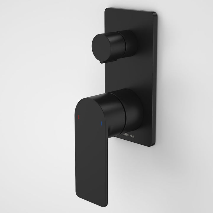 Caroma Urbane II Bath / Shower Mixer With Diverter - Rectangular Cover Plate - Matte Black