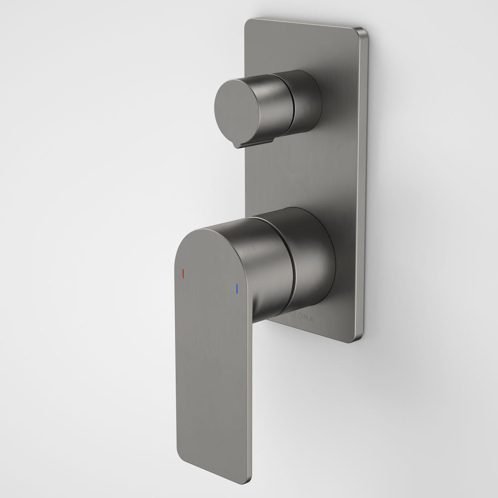 Caroma Urbane II Bath / Shower Mixer With Diverter - Rectangular Cover Plate - Gunmetal