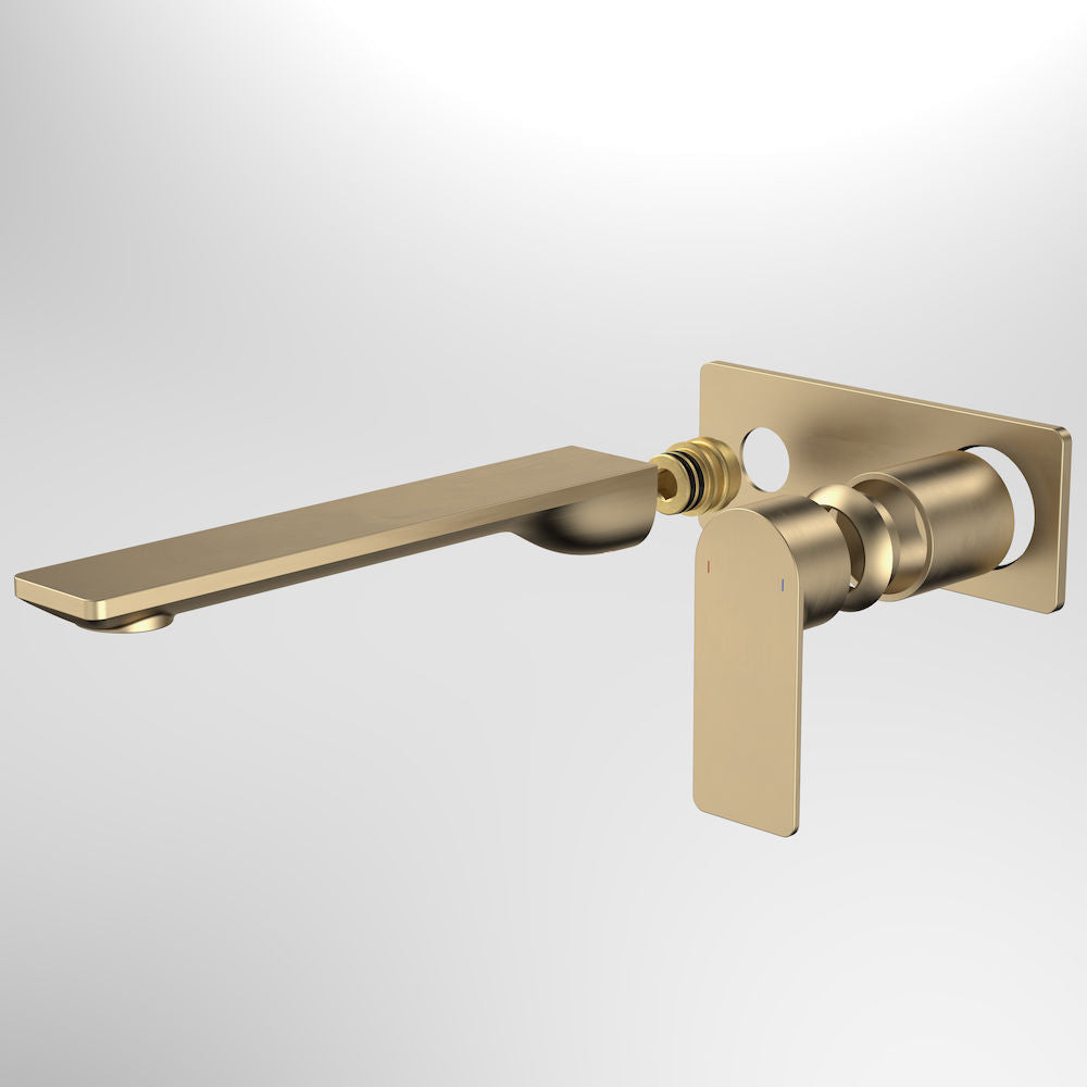 Caroma Urbane II 220mm Wall Basin Bath / Bath Trim Kit Rectangular Cover Plate Brushed Brass