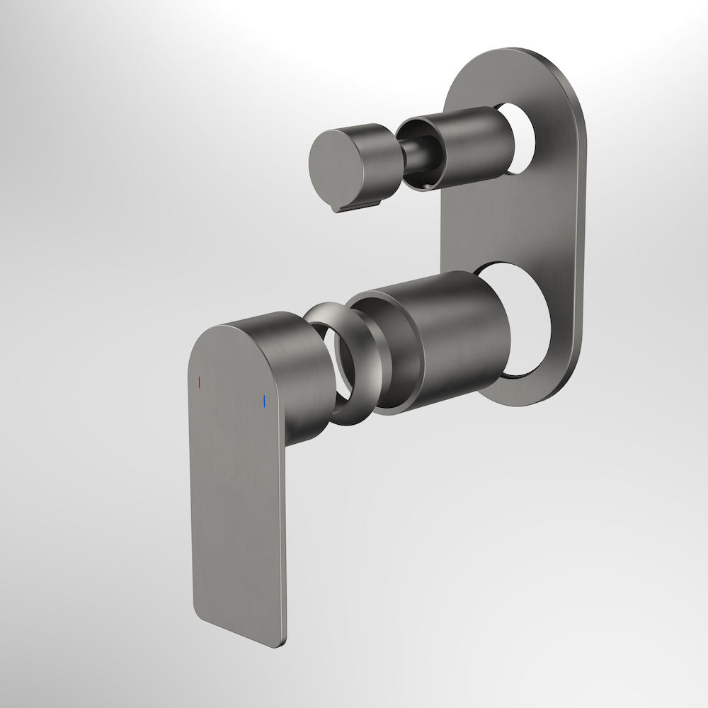 Caroma Urbane II Bath / Shower Mixer With Diverter Trim Kit - Round Cover Plate - Gunmetal