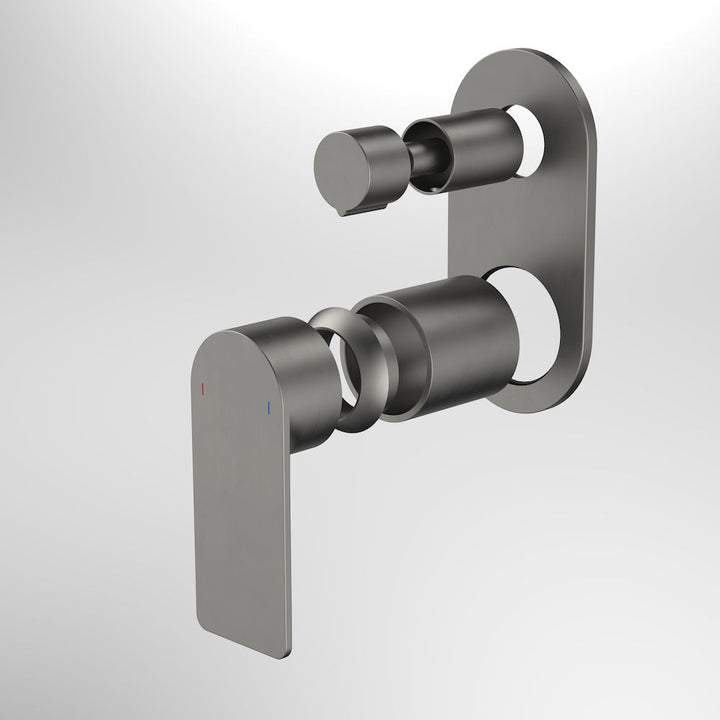 Caroma Urbane II Bath / Shower Mixer With Diverter Trim Kit - Round Cover Plate - Gunmetal