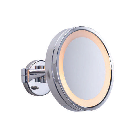 3x Magnification Chrome Wall Mounted Shaving Mirror, 250mm Diameter with Concealed Wiring