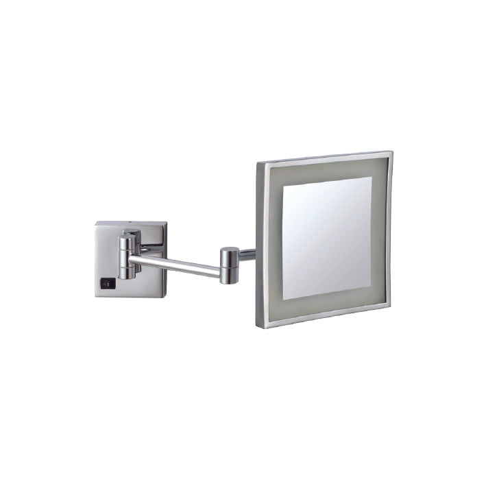 3x Magnification Chrome Wall Mounted Shaving Mirror, 200x200mm with Concealed Wiring