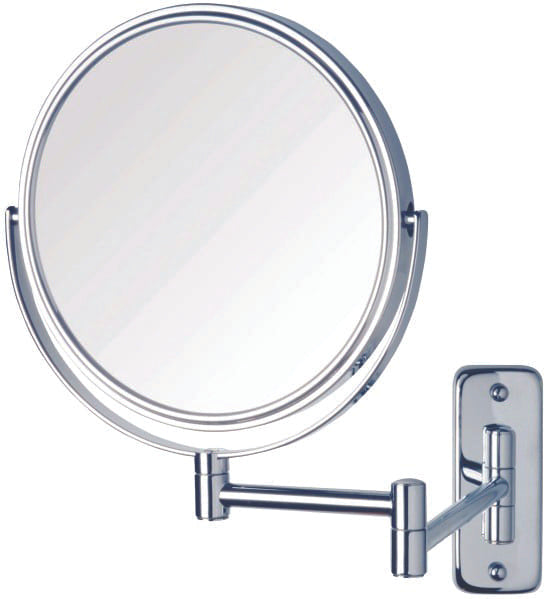 1 & 5x Magnification Chrome Wall Mounted Shaving Mirror, 200mm Diameter