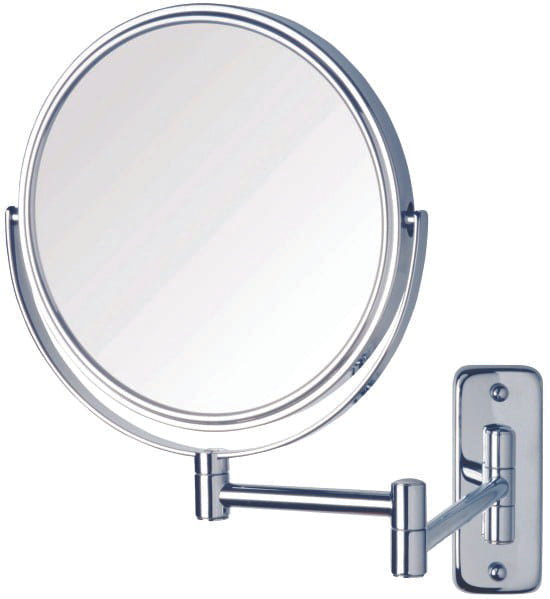 1 & 10x Magnification Chrome Wall Mounted Shaving Mirror, 200mm Diameter