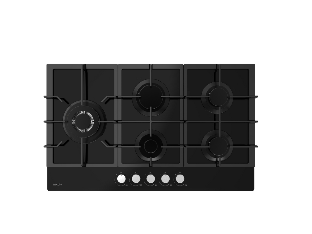 Inalto ICGG905W 90cm Gas on Glass Cooktop with Wok Burner